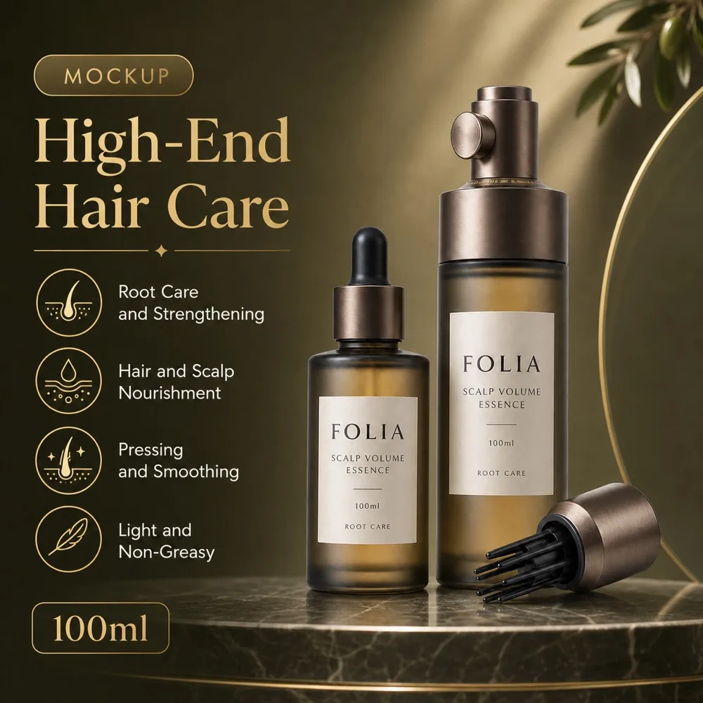 Scalp Volume Essence Root Care Bottle Mockup｜AI Image Generation Prompts