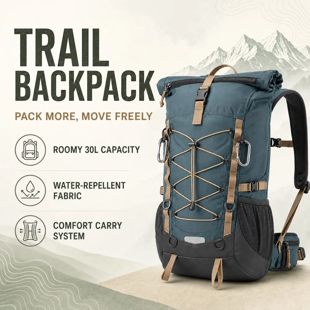 30L Large Capacity Hiking Backpack for Trails｜AI Image Generation Prompts