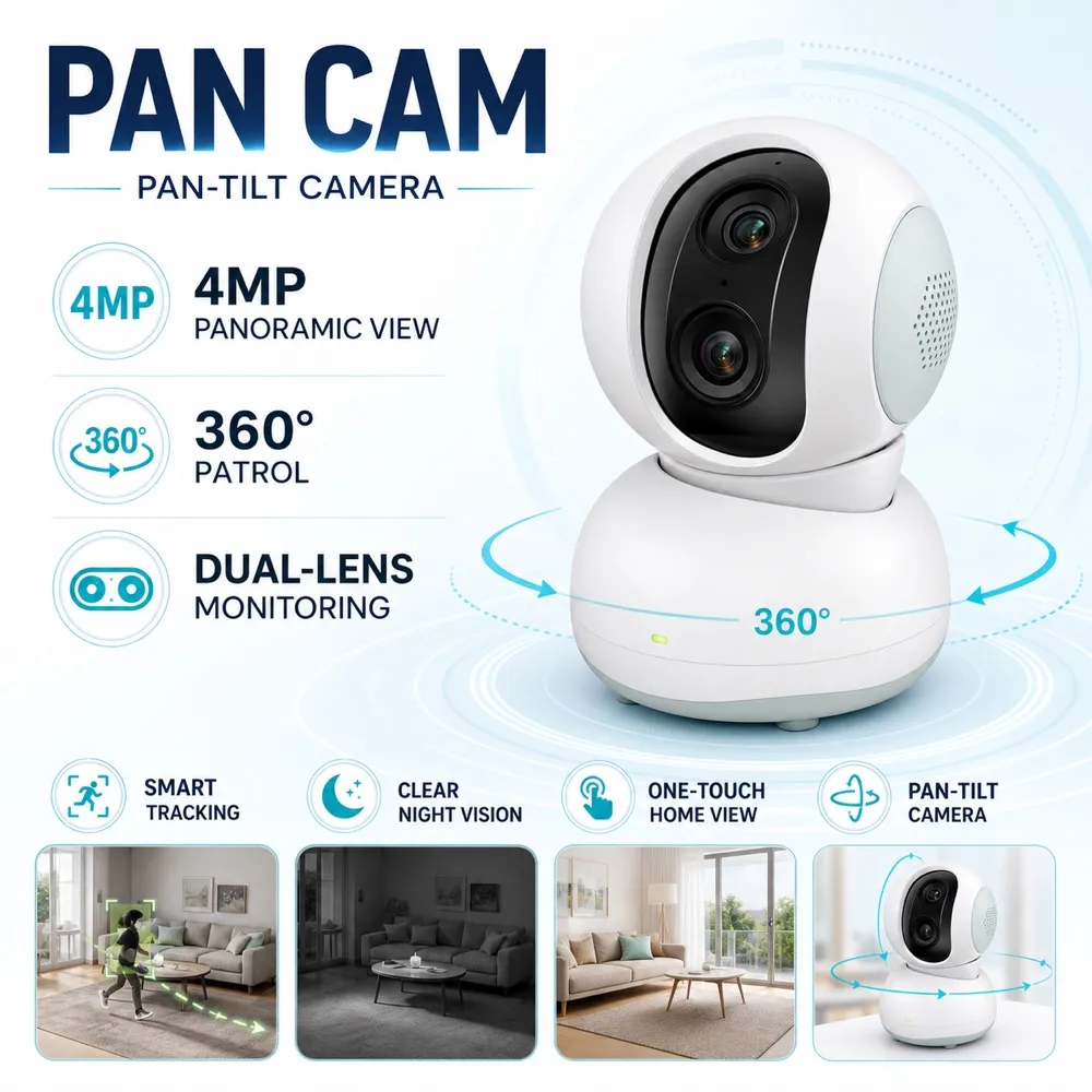 4MP Dual Lens Pan Cam with 360 Degree Rotation｜AI Image Generation Prompts
