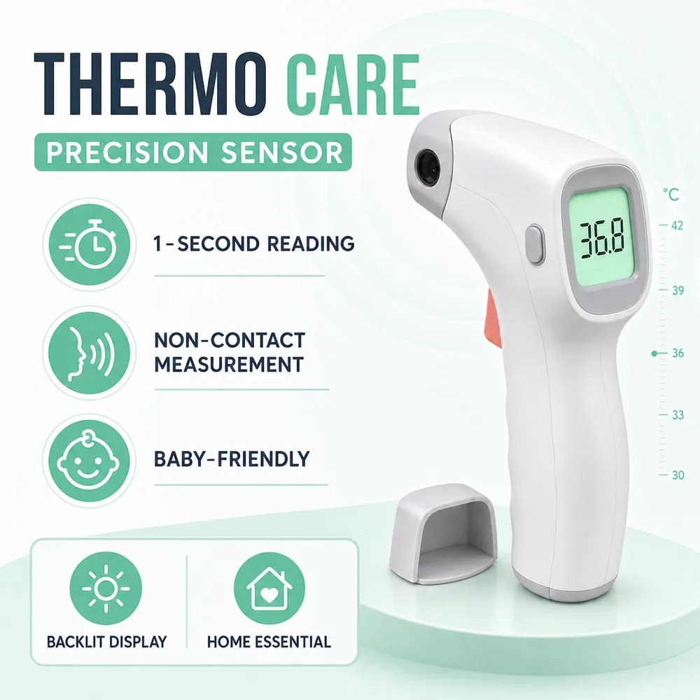 White Digital Infrared Thermometer Mockup Design｜AI Image Generation Prompts