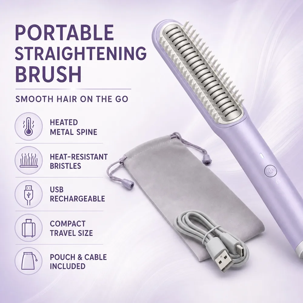 Portable Electric Hair Straightening Brush with USB｜AI Image Generation Prompts