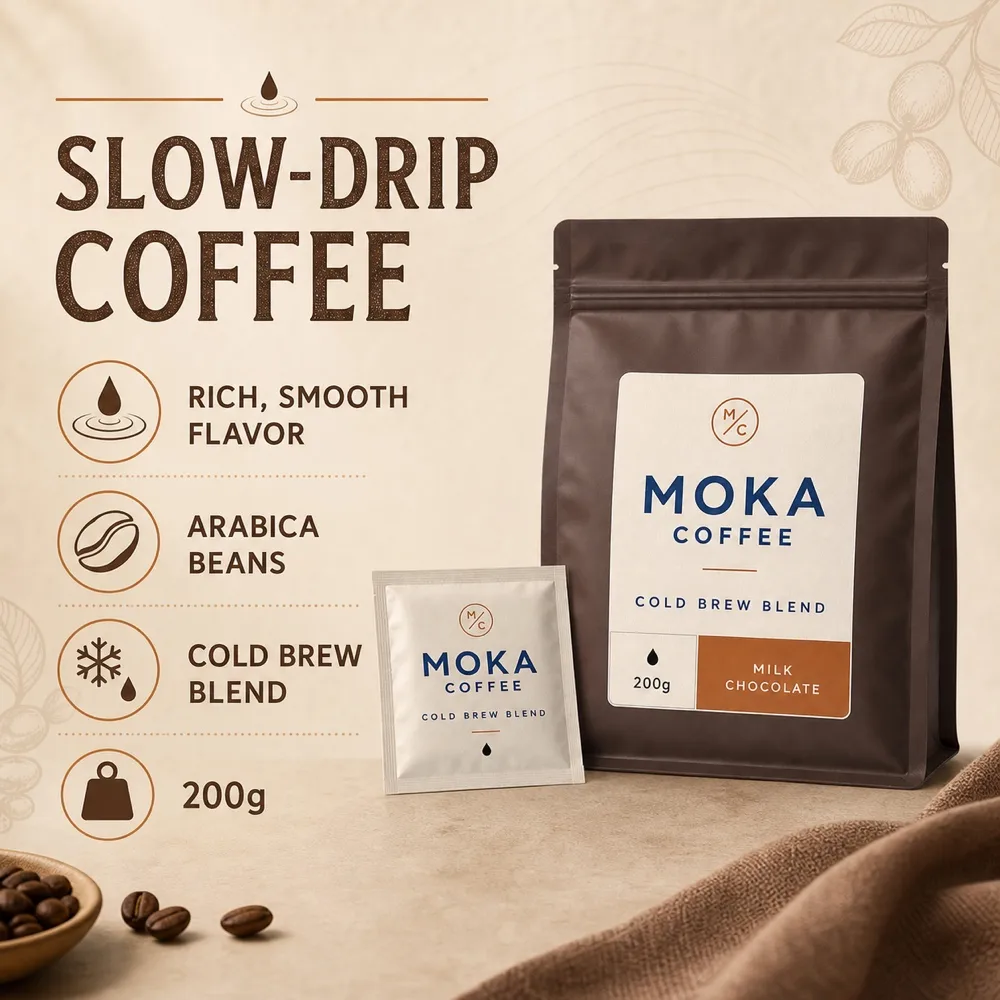 Cold Brew Coffee Packaging Mockup with Milk Chocolate Flavor｜AI Image Generation Prompts