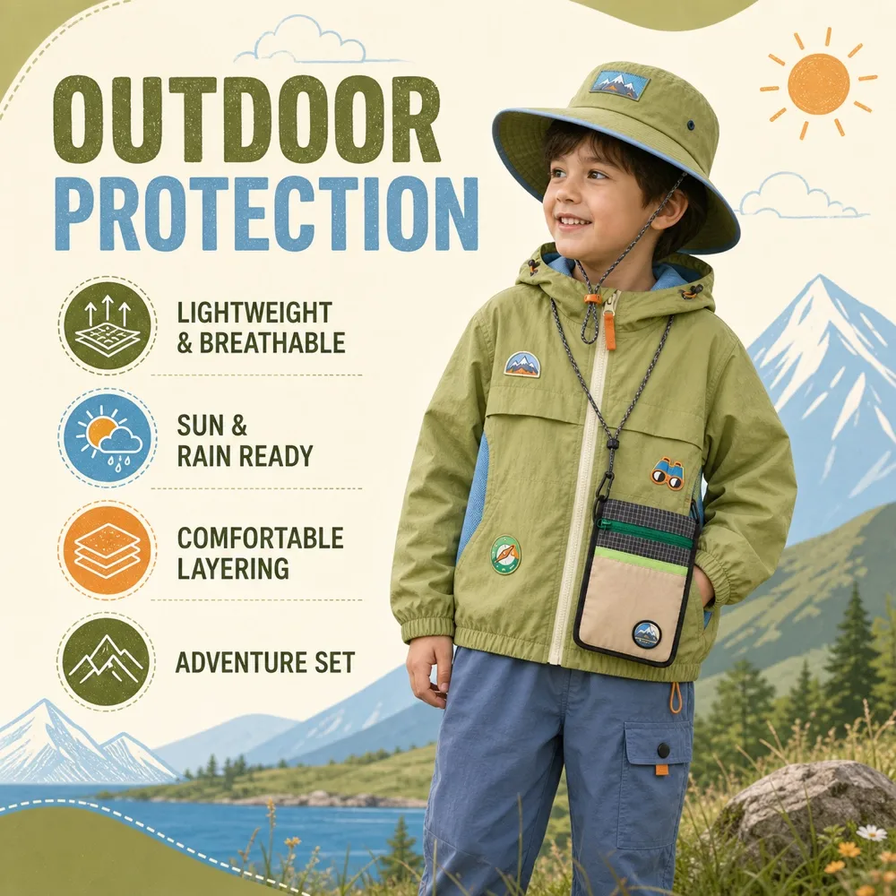 Kids Outdoor Sun Protection Jacket and Pants Set｜AI Image Generation Prompts