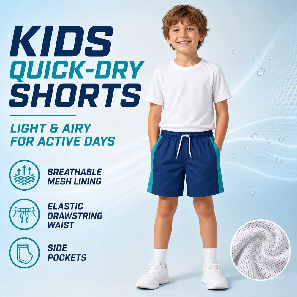 Boys Blue Quick-Dry Sports Shorts｜AI Image Generation Prompts