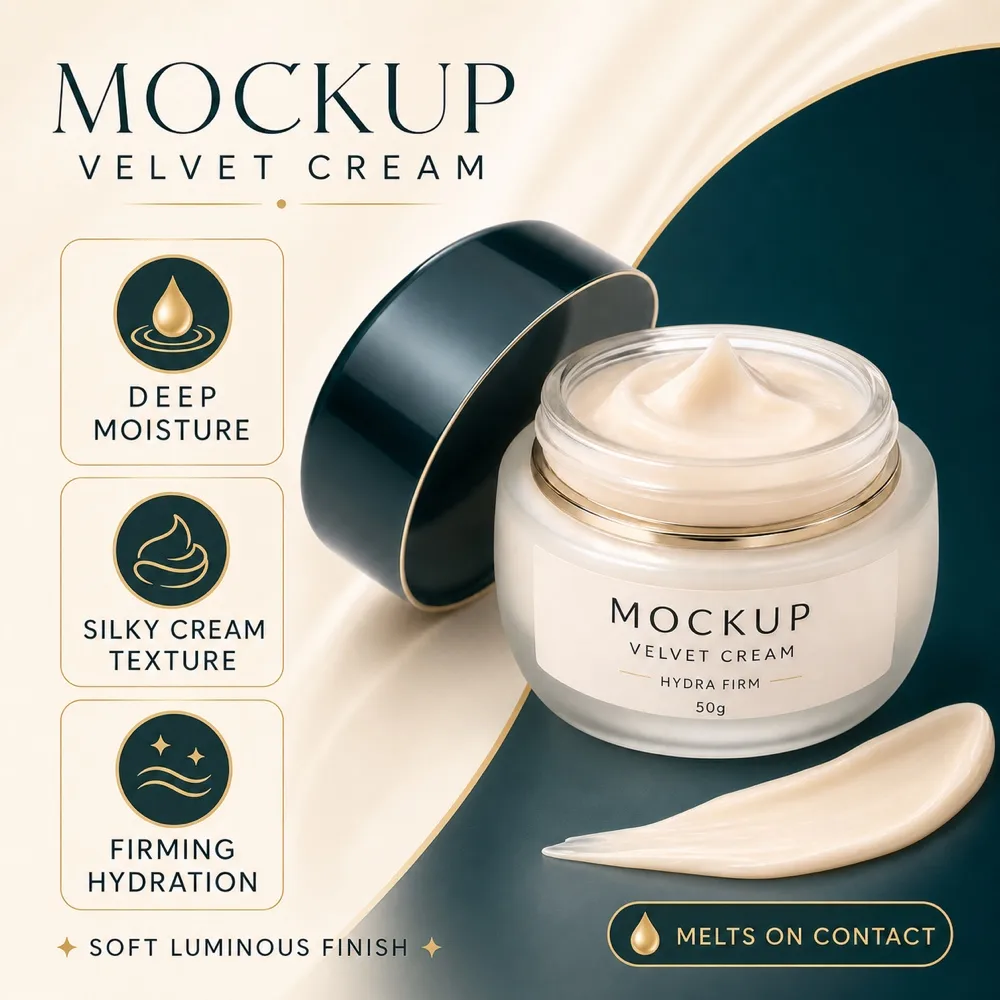 Velvet Cream Hydra Firm Jar Mockup｜AI Image Generation Prompts