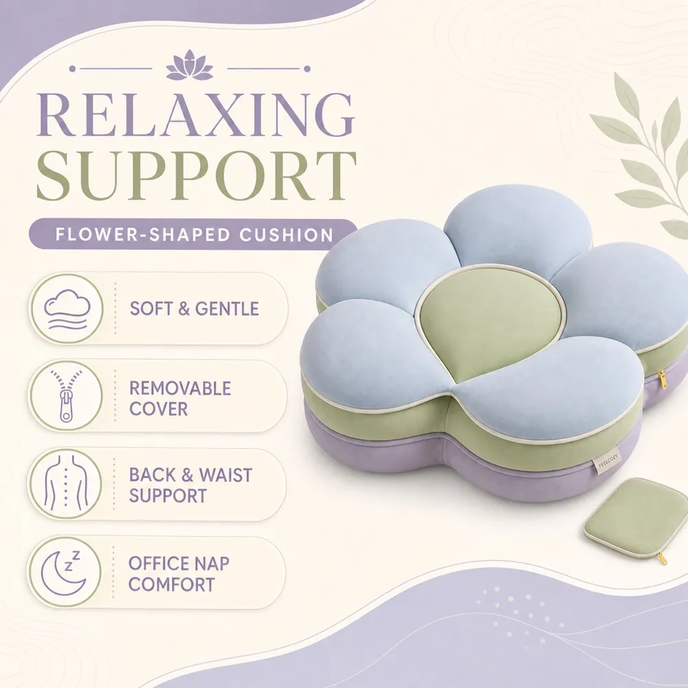 Flower Shaped Soft Nap Cushion for Office｜AI Image Generation Prompts