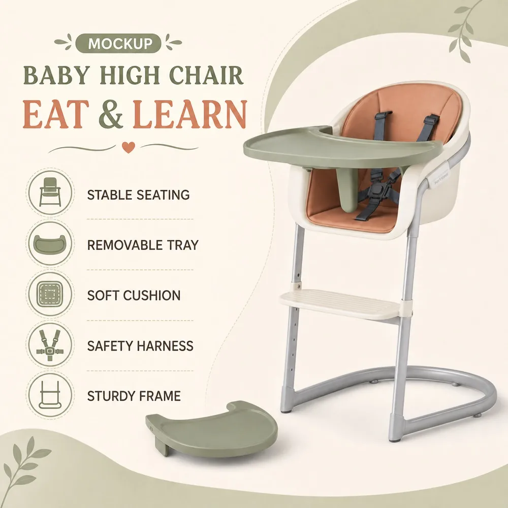 Baby High Chair Mockup Design｜AI Image Generation Prompts