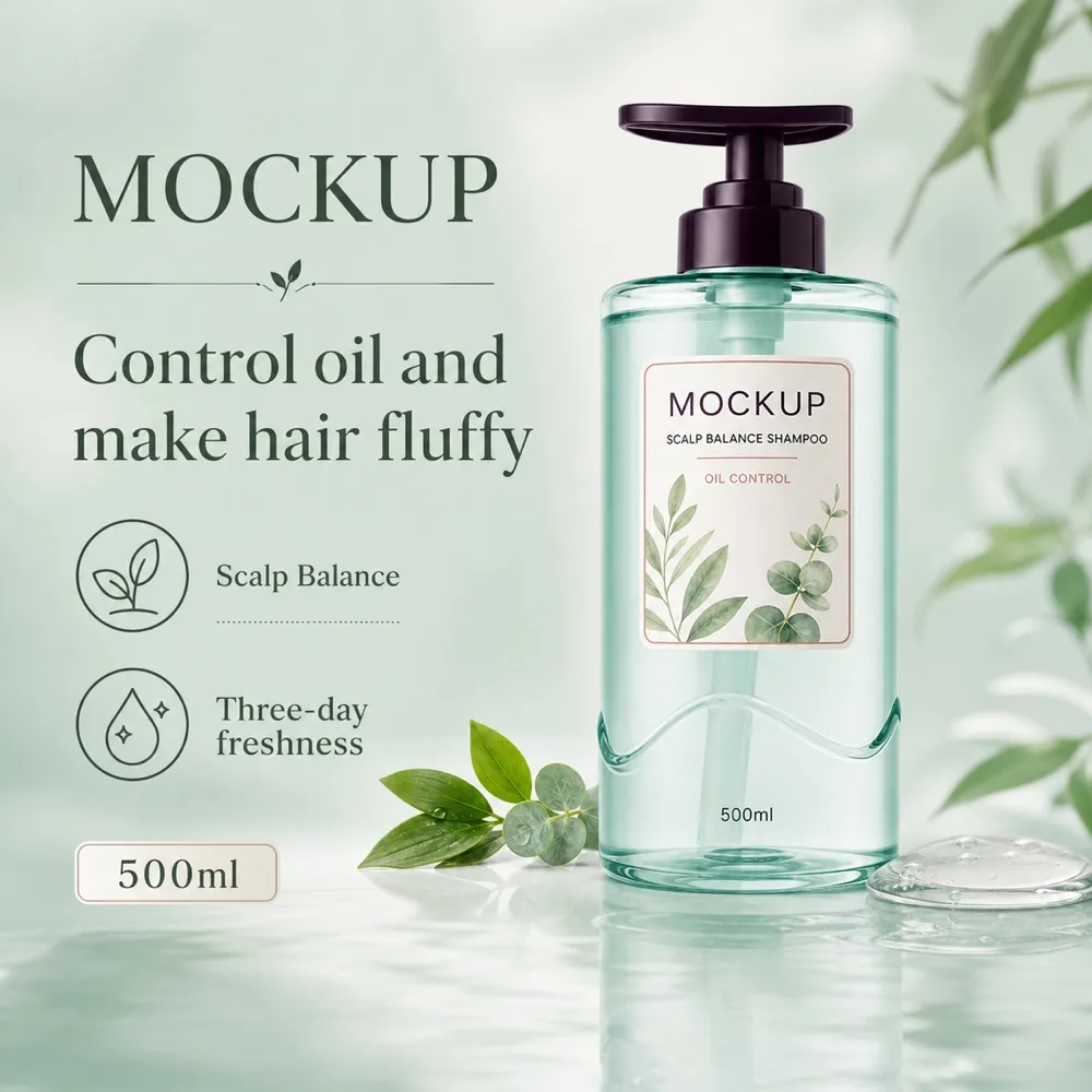 Scalp Balance Shampoo Bottle Mockup Design｜AI Image Generation Prompts