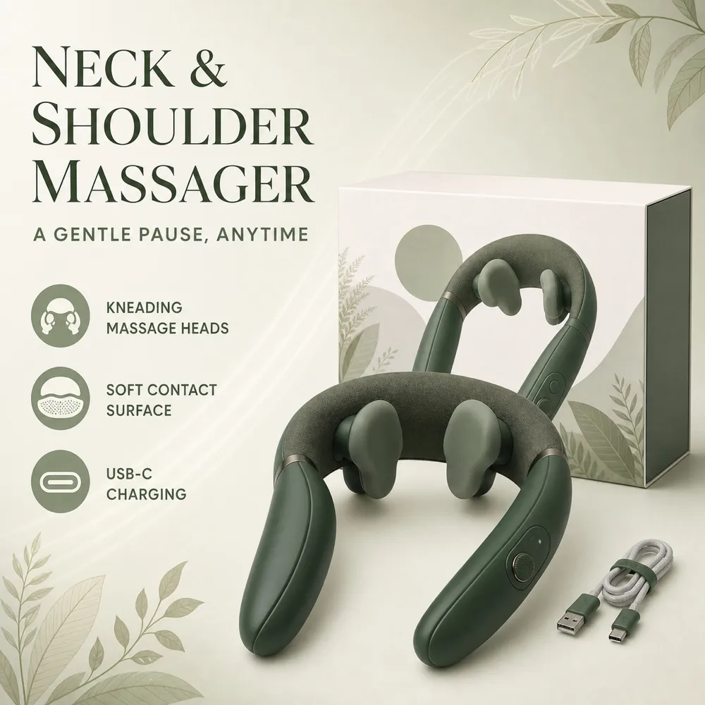 Green Neck Massager with Heat and Gift Box｜AI Image Generation Prompts
