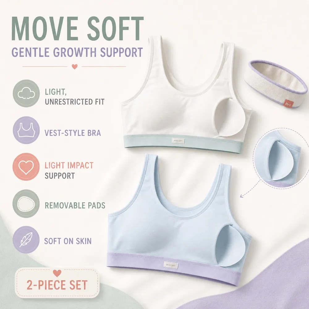 Light Sports Bras for Girls with Removable Pads Two-Pack｜AI Image Generation Prompts