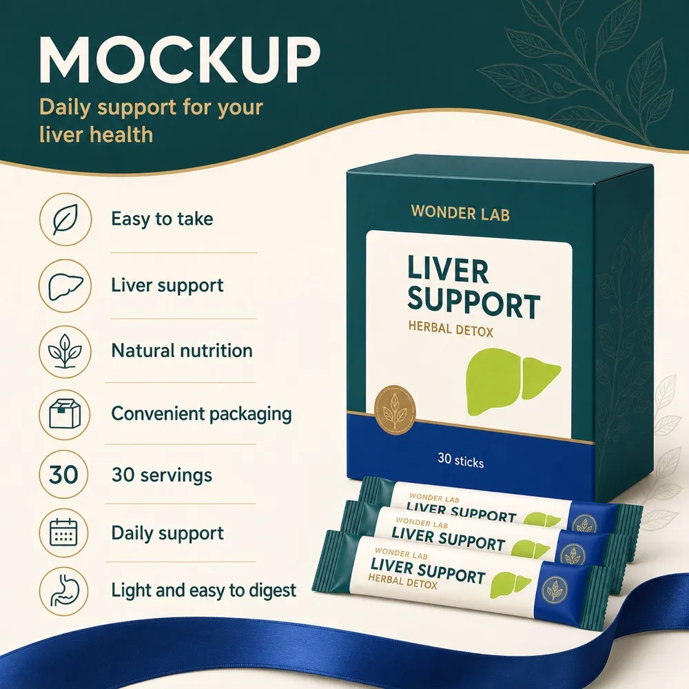 Liver Support Herbal Detox Packaging Mockup｜AI Image Generation Prompts