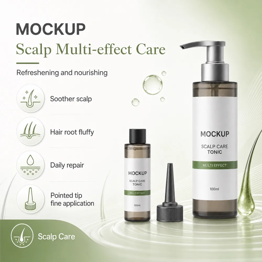 Scalp Care Tonic Bottle Mockup Design｜AI Image Generation Prompts