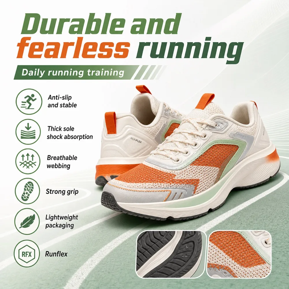 Runflex Orange and White Cushioned Running Shoes｜AI Image Generation Prompts
