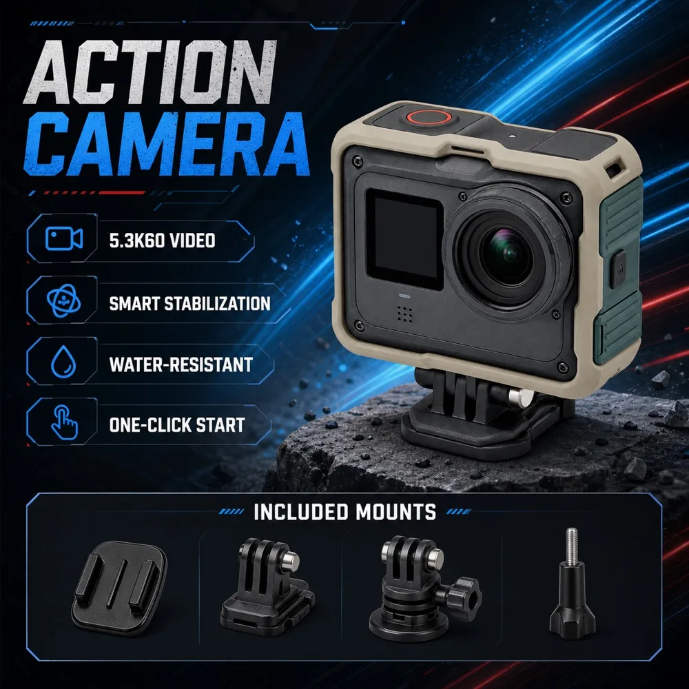 Limited Edition 5.3K Action Camera Mockup｜AI Image Generation Prompts