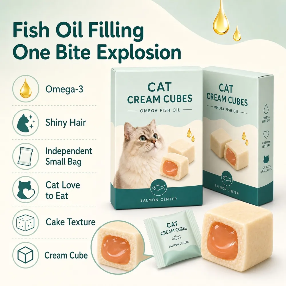Cat Cream Cubes with Omega Fish Oil Mockup｜AI Image Generation Prompts