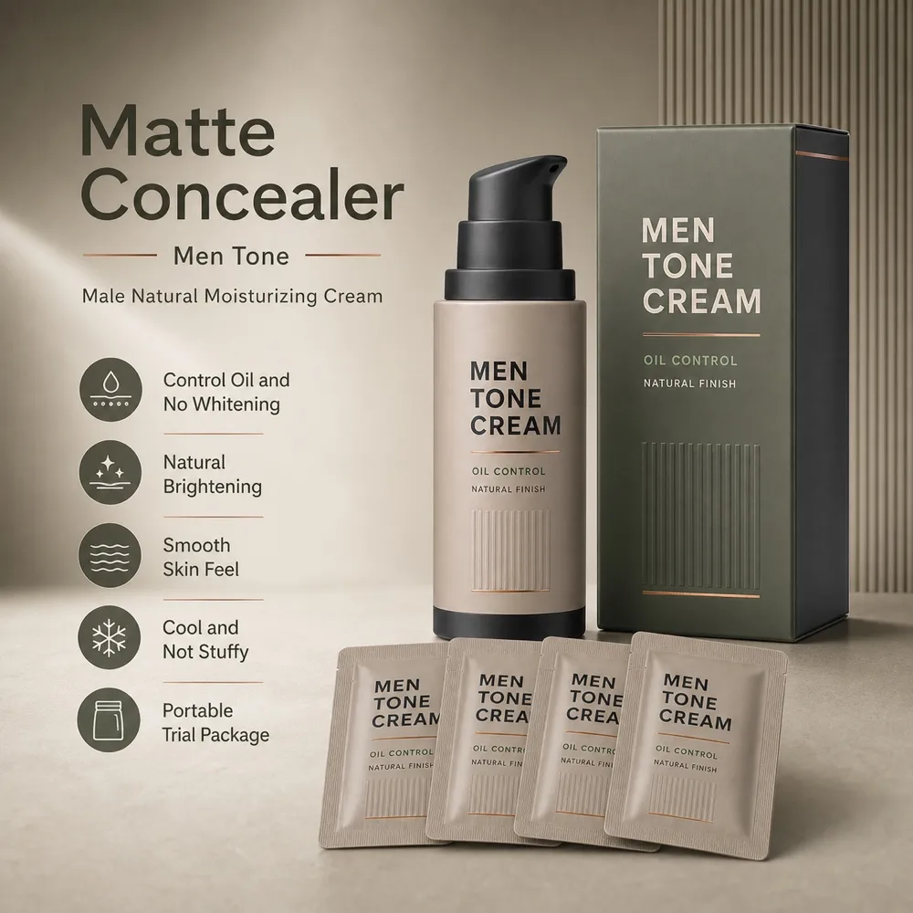 Men Tone Cream Bottle Box and Sachets Mockup｜AI Image Generation Prompts