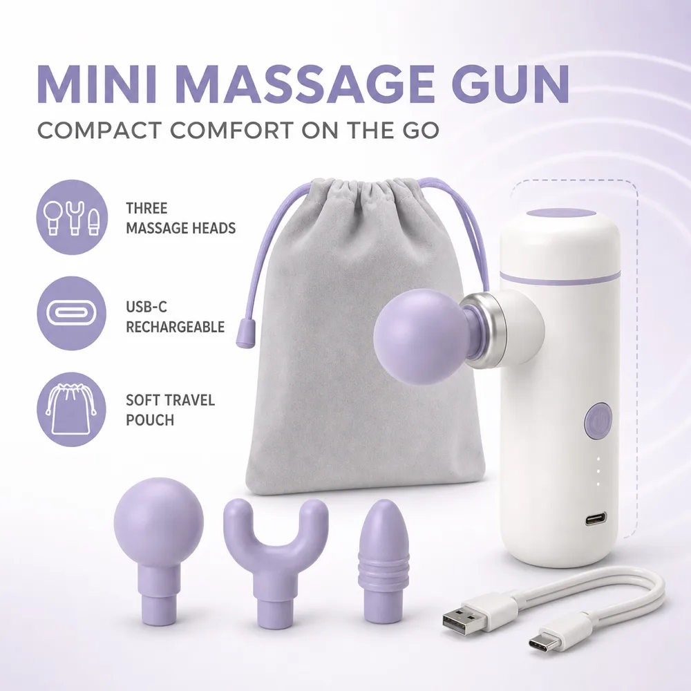 Portable Mini Massage Gun with Carrying Bag｜AI Image Generation Prompts