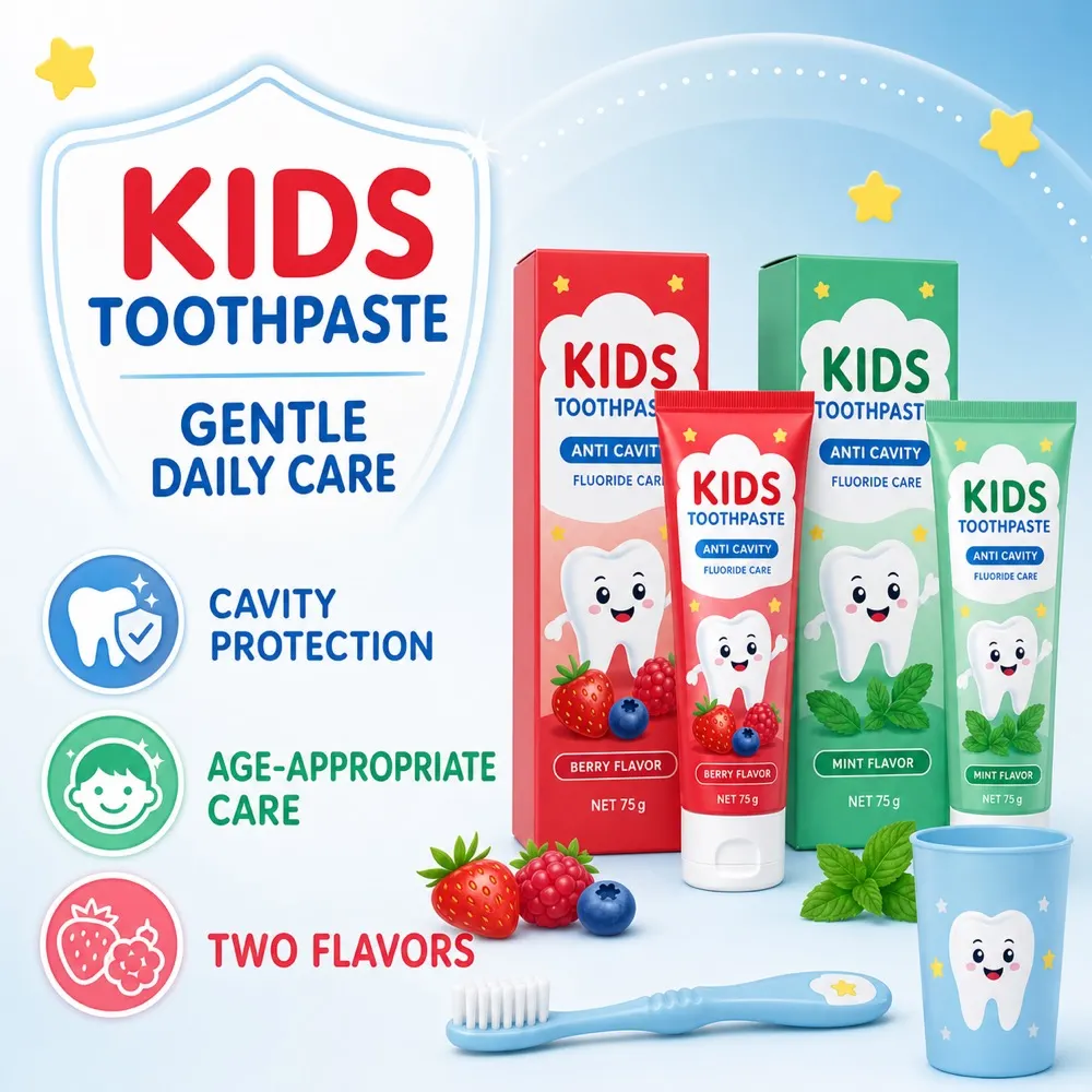 Kids Anti Cavity Toothpaste Berry and Mint Flavor Set｜AI Image Generation Prompts