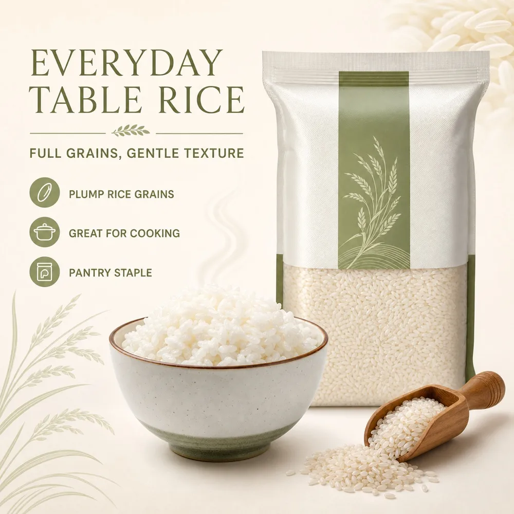5kg Bag of Premium White Rice with Cooked Bowl｜AI Image Generation Prompts