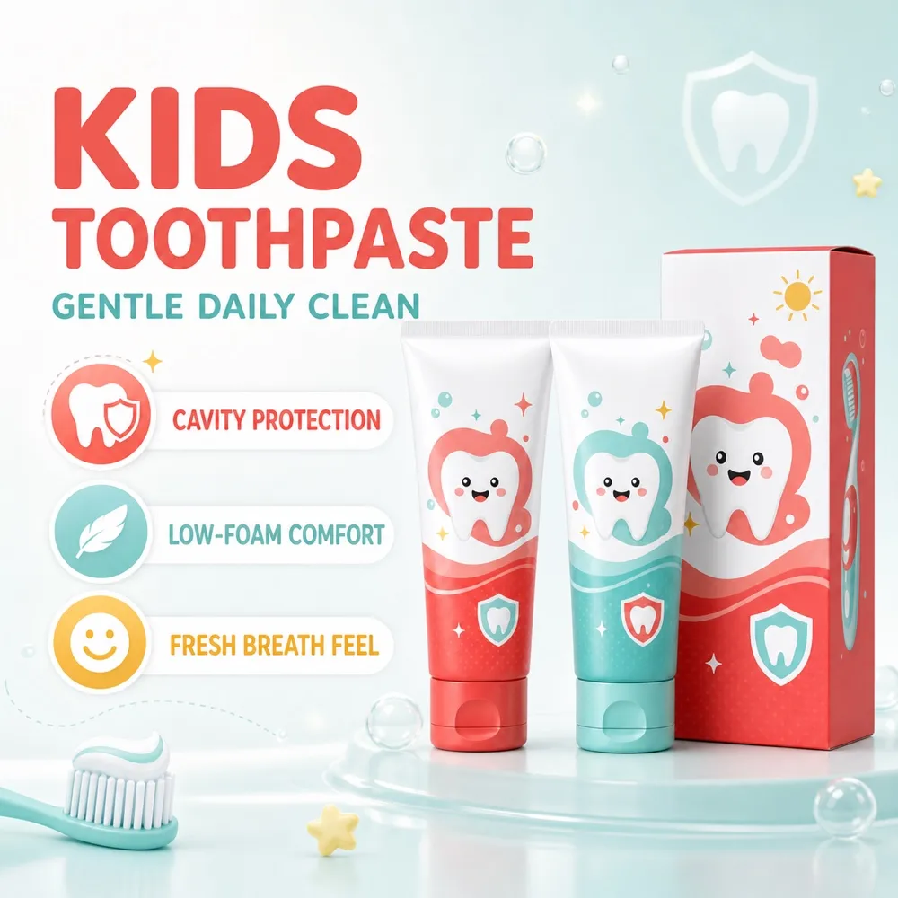 Children Anti-cavity Toothpaste Packaging Mockup｜AI Image Generation Prompts