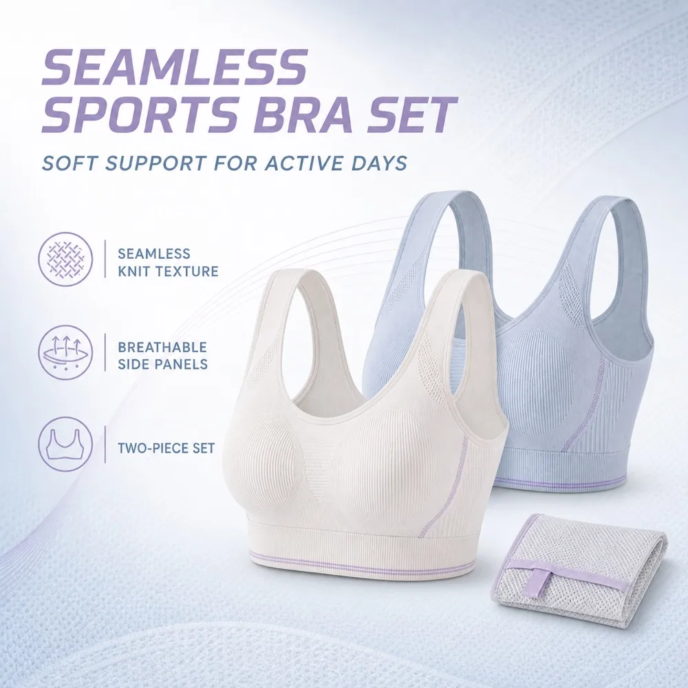 Wireless Sports Bra Mockup Set Pearl White and Blue｜AI Image Generation Prompts