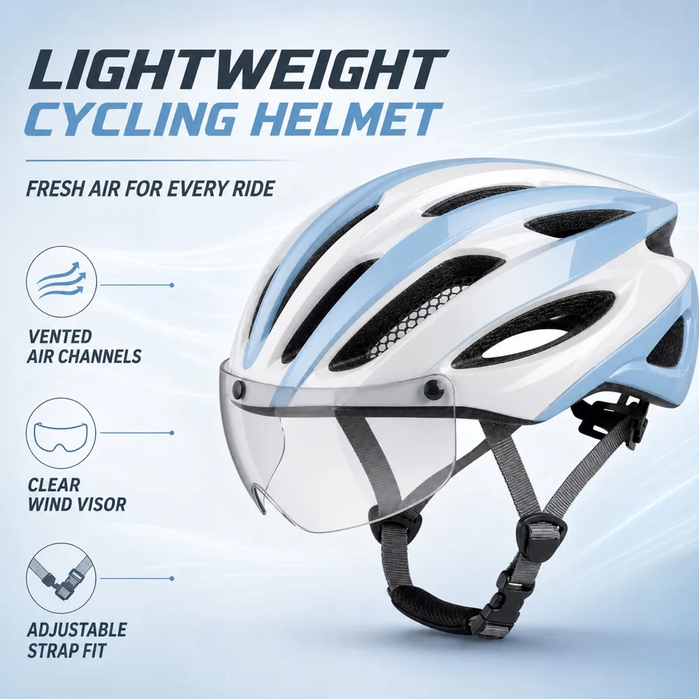 Lightweight Cycling Helmet with Transparent Visor｜AI Image Generation Prompts