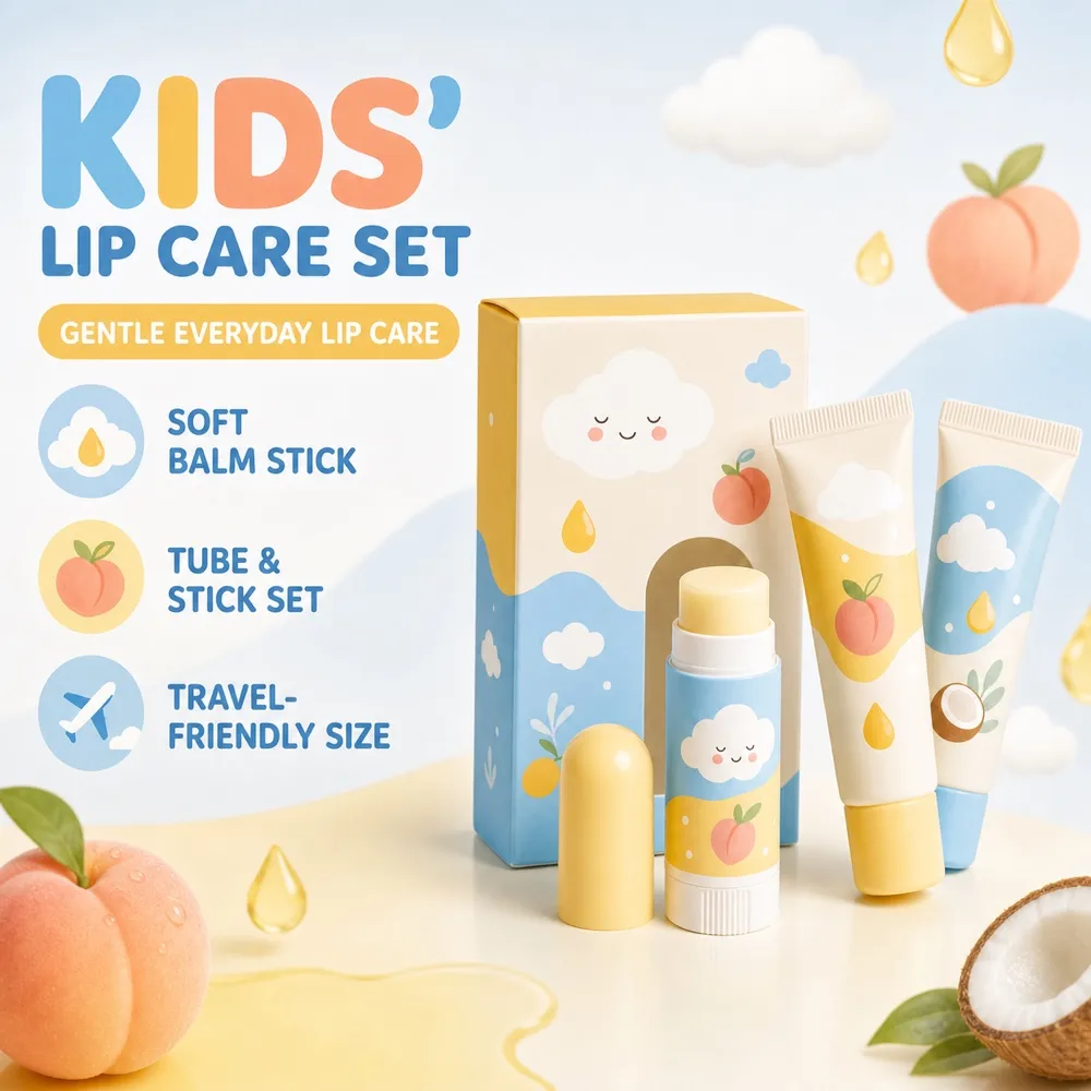 Cute Children's Fruit Oil Moisturizing Lip Balm Set｜AI Image Generation Prompts