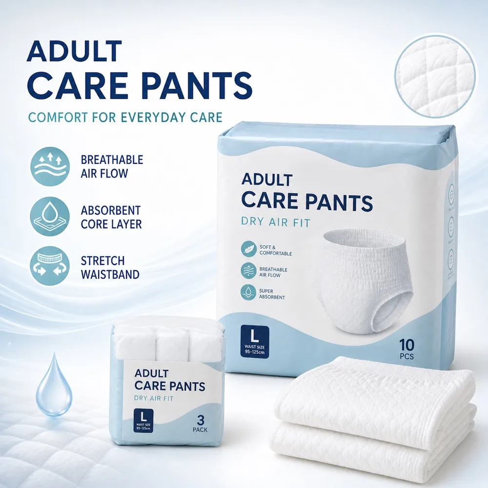 Adult Care Pants Dry Air Fit Packaging Mockup｜AI Image Generation Prompts