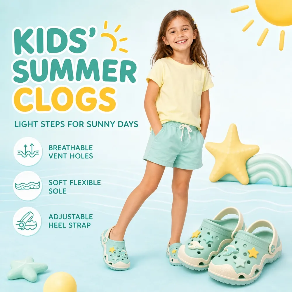 Children Summer Non-Slip Breathable Clogs｜AI Image Generation Prompts