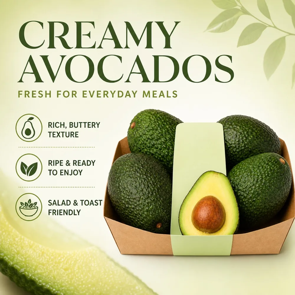 Fresh Green Avocados 5 Pack Box｜AI Image Generation Prompts