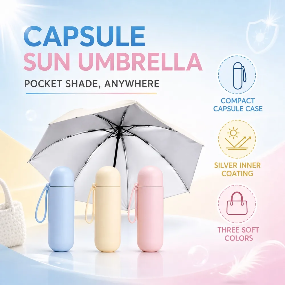 Pocket Shade Umbrella Mockup with UV Protection｜AI Image Generation Prompts