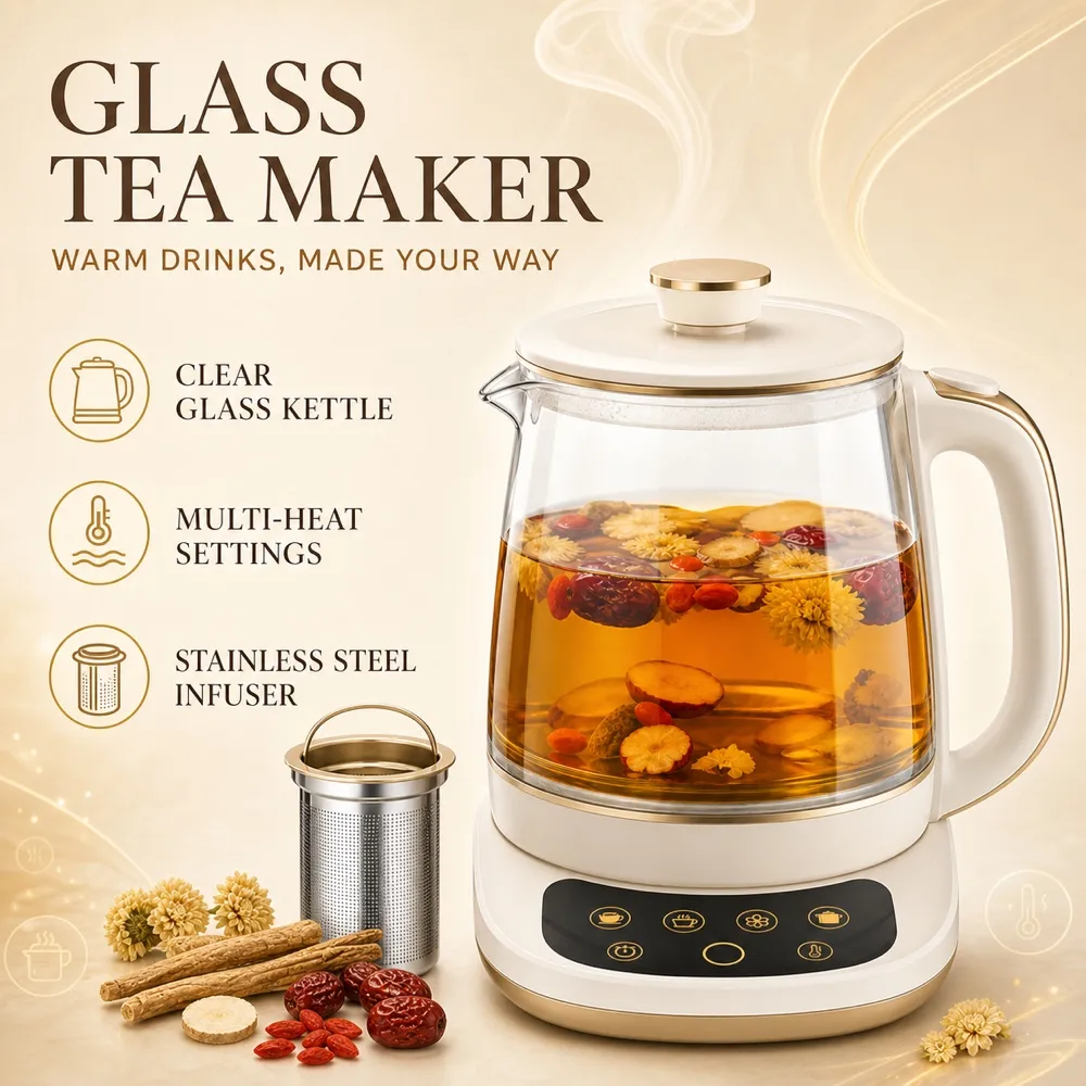 Glass Electric Kettle for Herbal Tea Brewing｜AI Image Generation Prompts