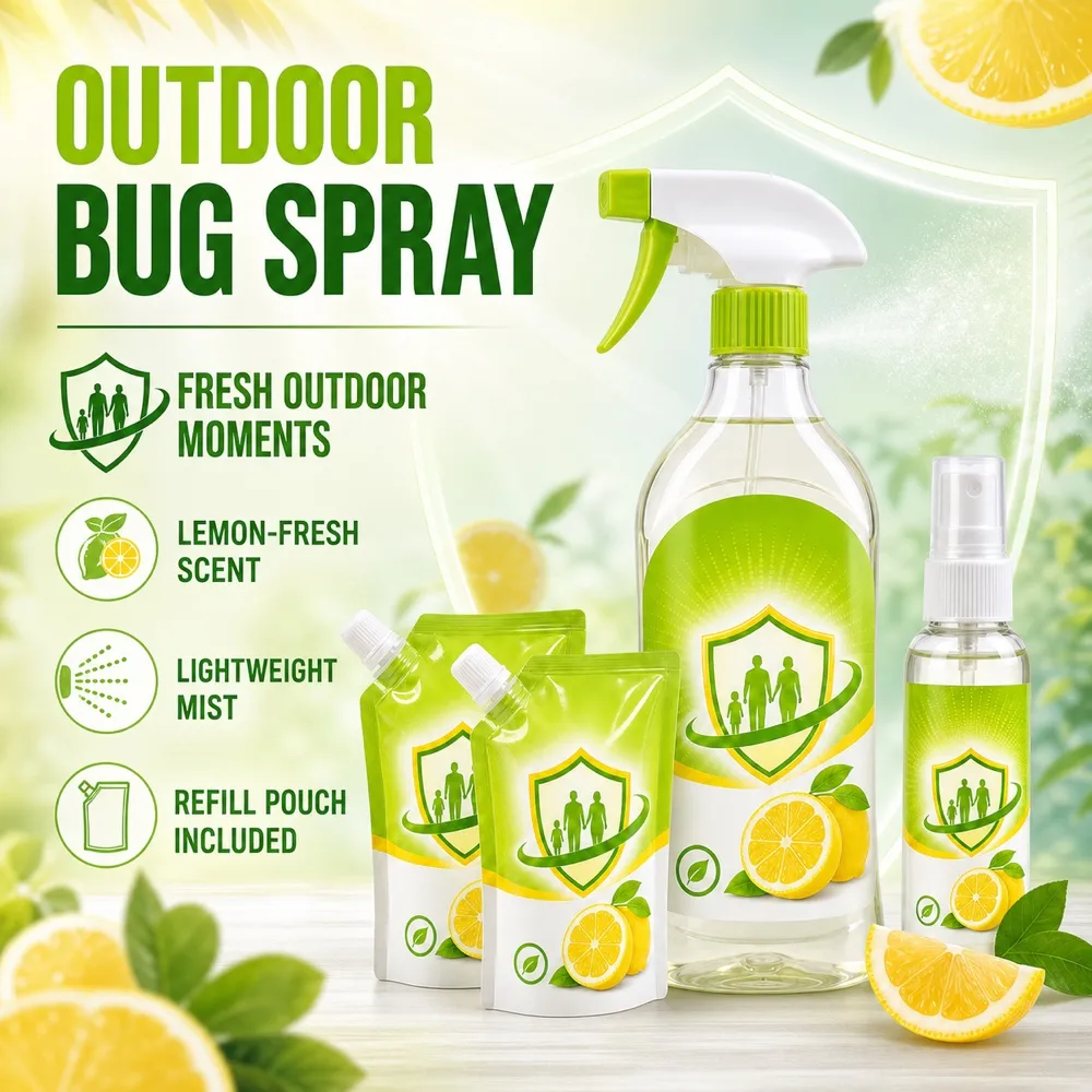 Fresh Lemon Mosquito Repellent Spray Bottle Mockup｜AI Image Generation Prompts