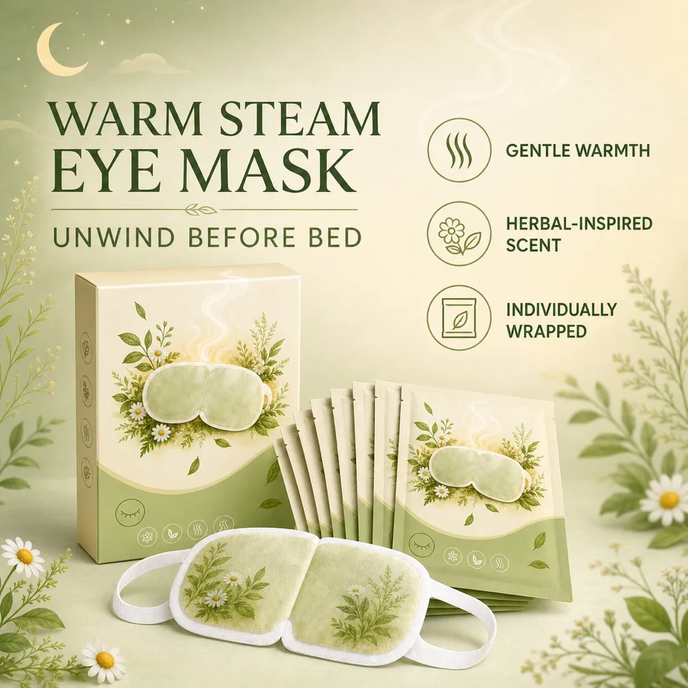 Herbal Steam Eye Mask Packaging Mockup with Floral Design｜AI Image Generation Prompts
