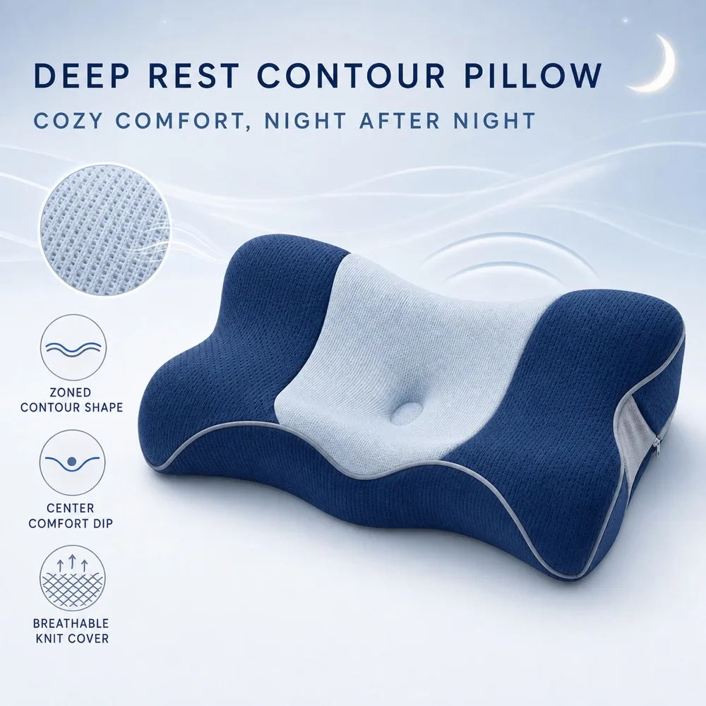 Blue Ergonomic Cervical Pillow for Neck Support｜AI Image Generation Prompts