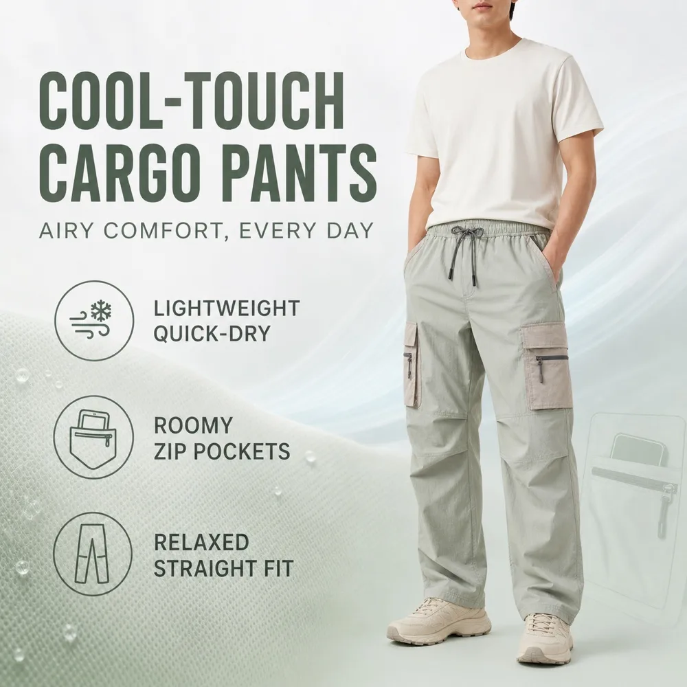 Light Green Quick Dry Cargo Pants for Summer Outdoor｜AI Image Generation Prompts