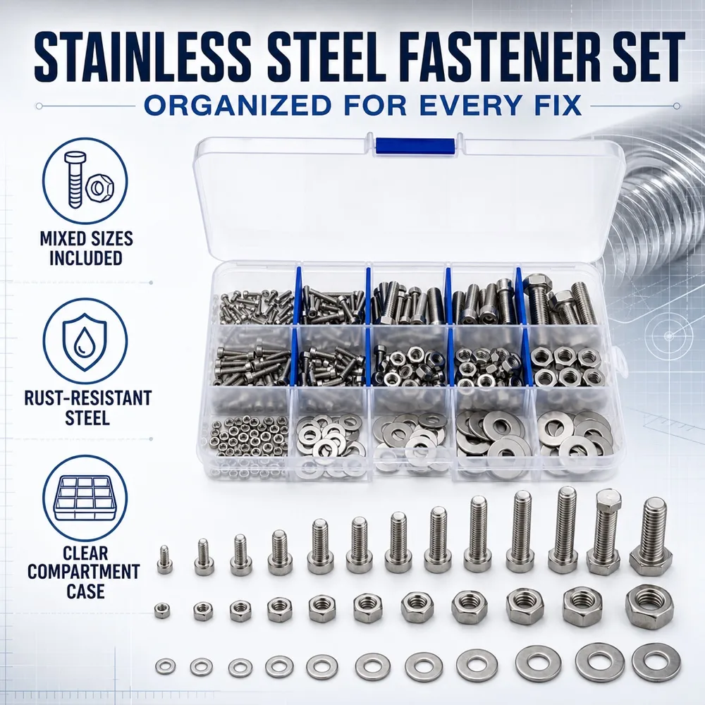 Stainless Steel Fastener Kit with Bolts and Nuts｜AI Image Generation Prompts