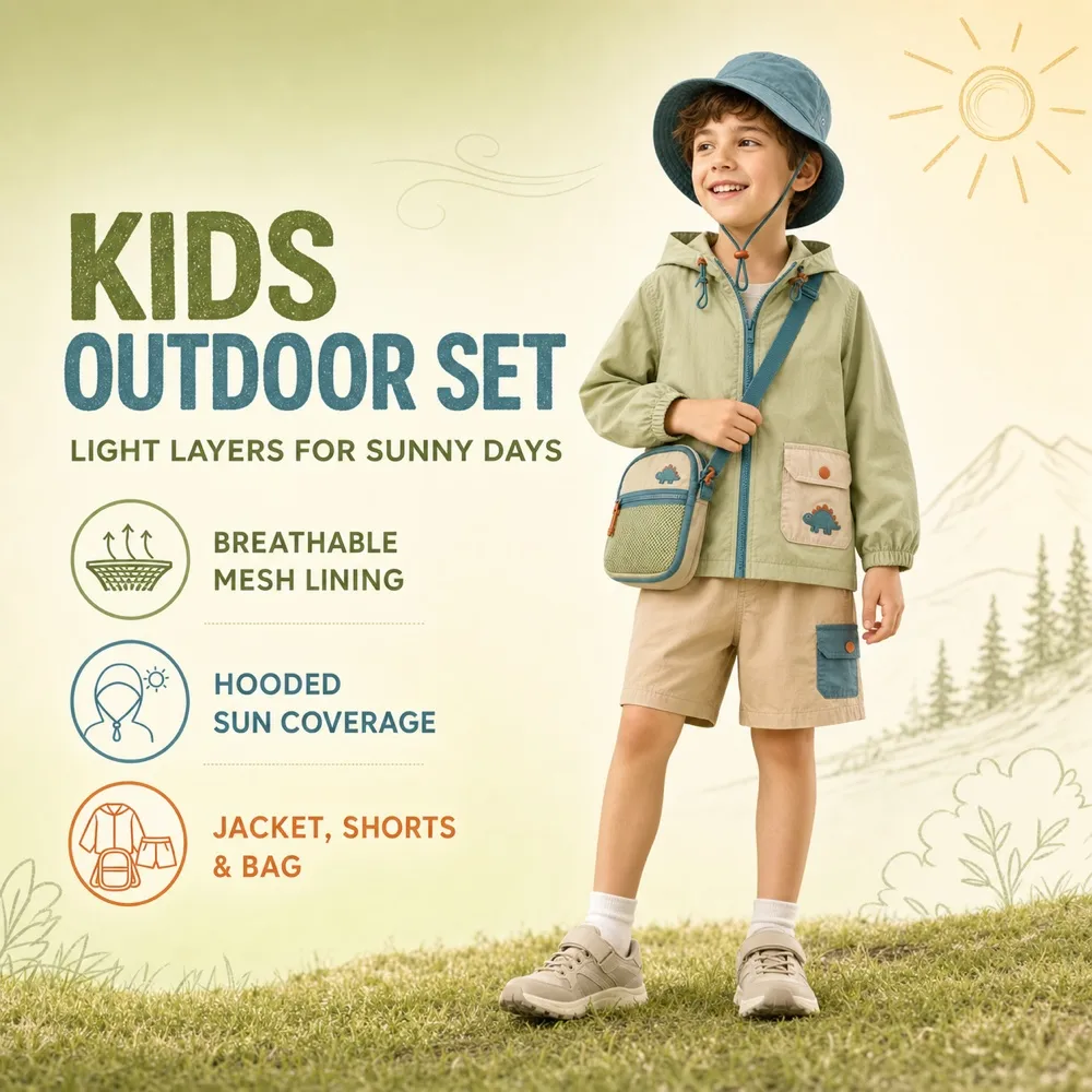 Kids Outdoor Sun Protection Clothing Set Mockup｜AI Image Generation Prompts