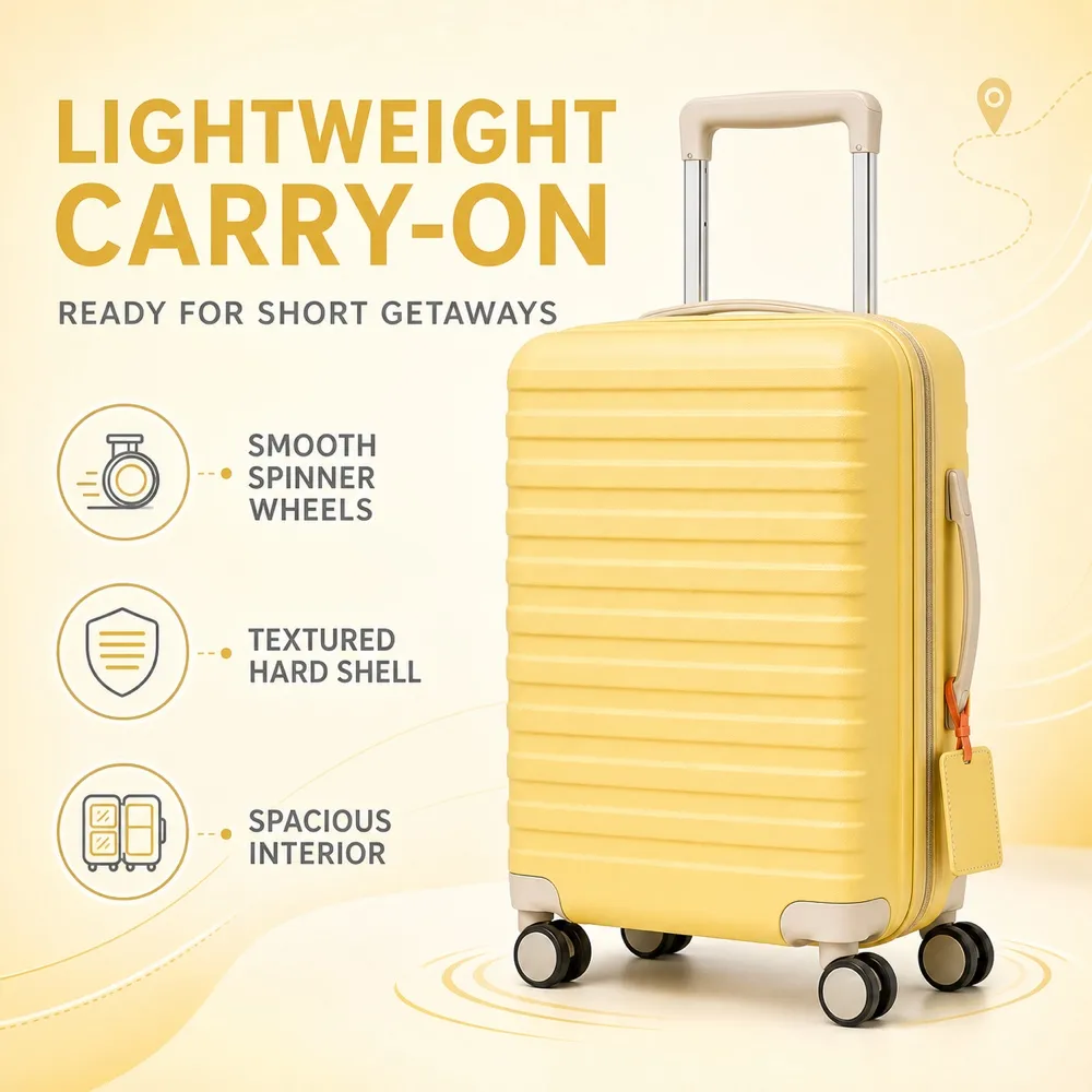 Yellow Lightweight Carry-On Suitcase for Short Trips｜AI Image Generation Prompts