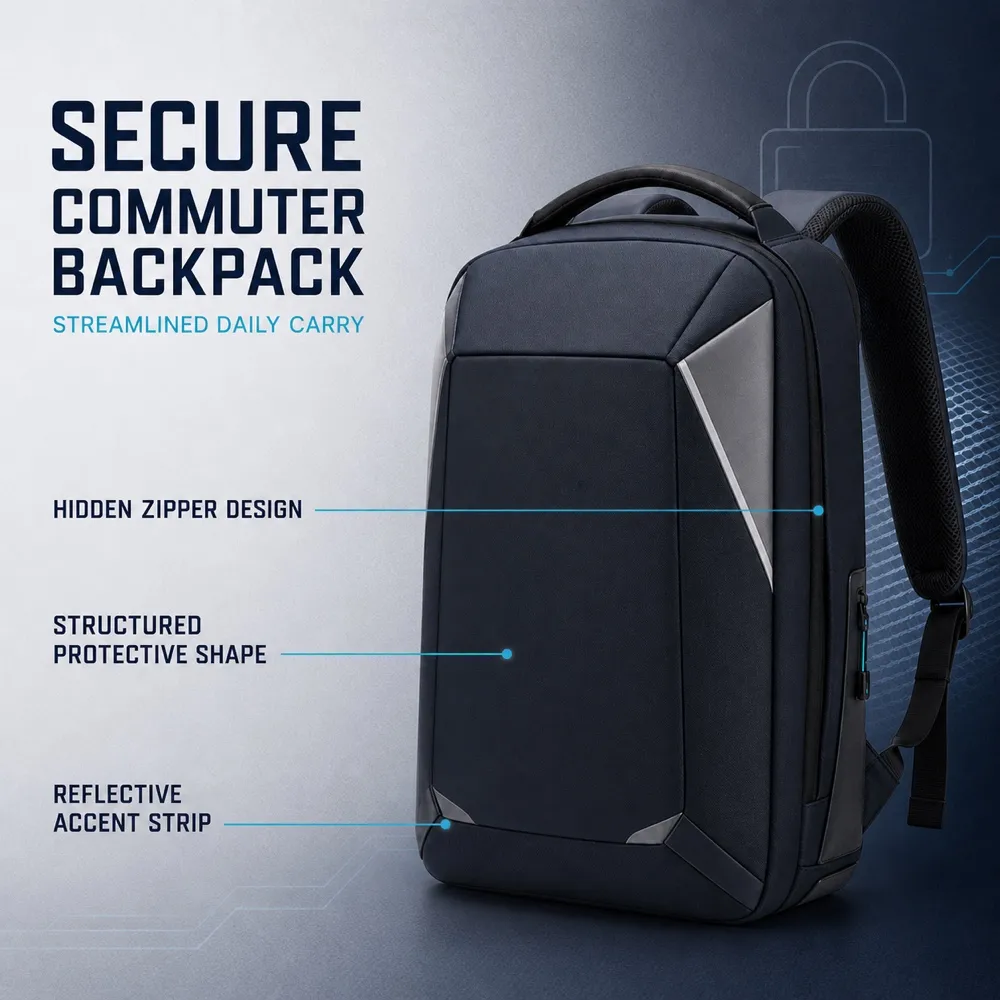 Black Anti-Theft Compression Laptop Backpack｜AI Image Generation Prompts