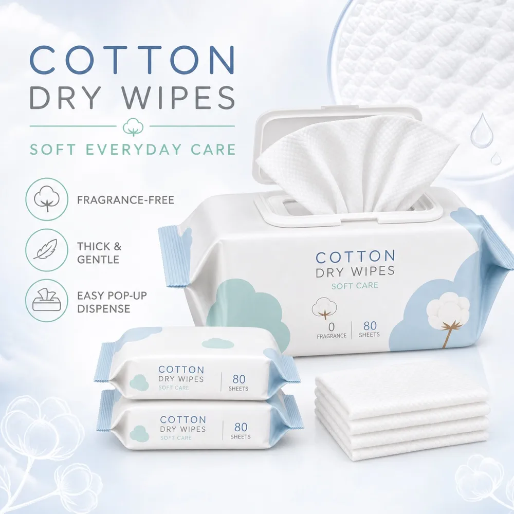Cotton Wipes Packaging Mockup with 80 Sheets｜AI Image Generation Prompts