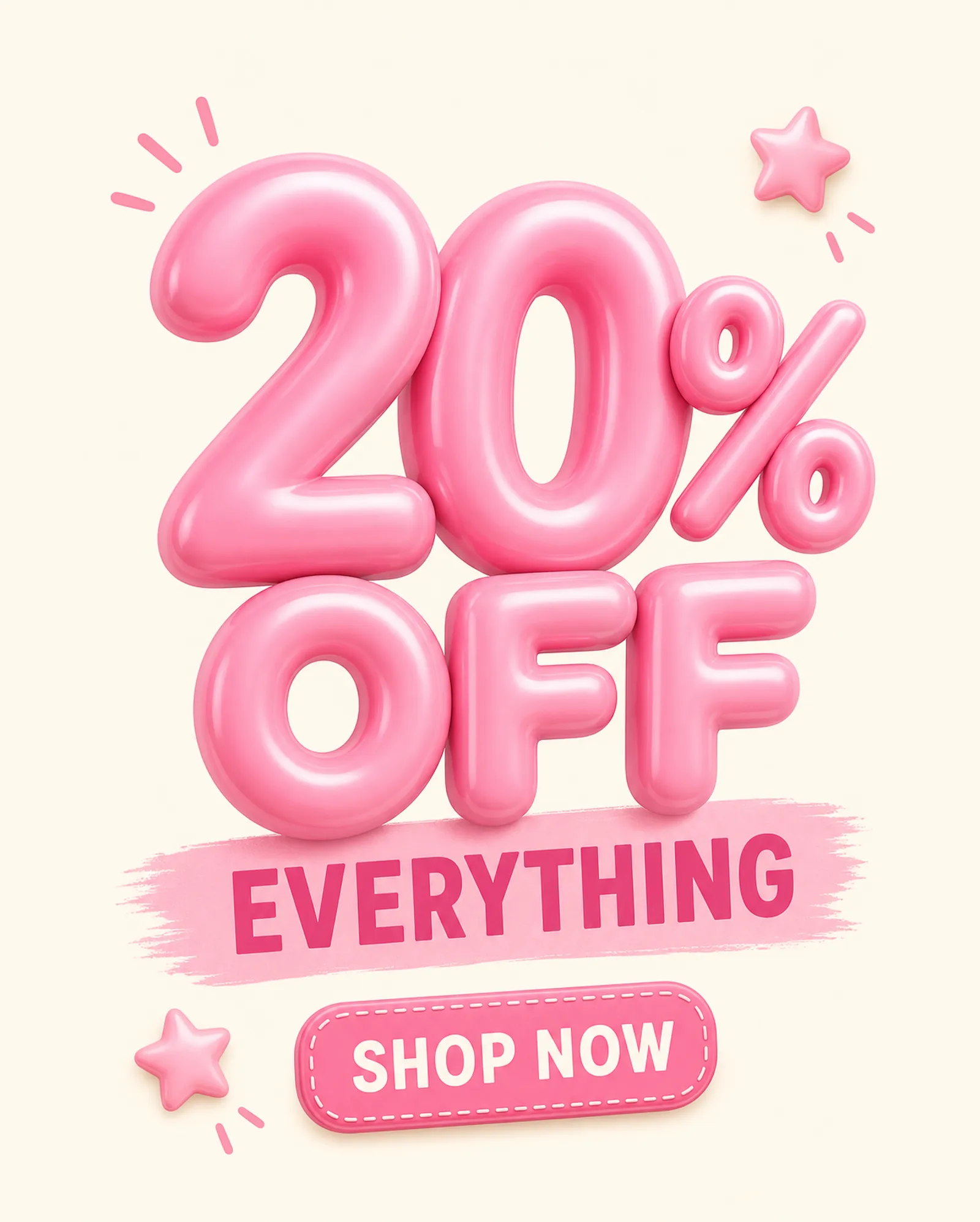 3D Pink 20% Off Everything Sale Banner｜AI Image Generation Prompts