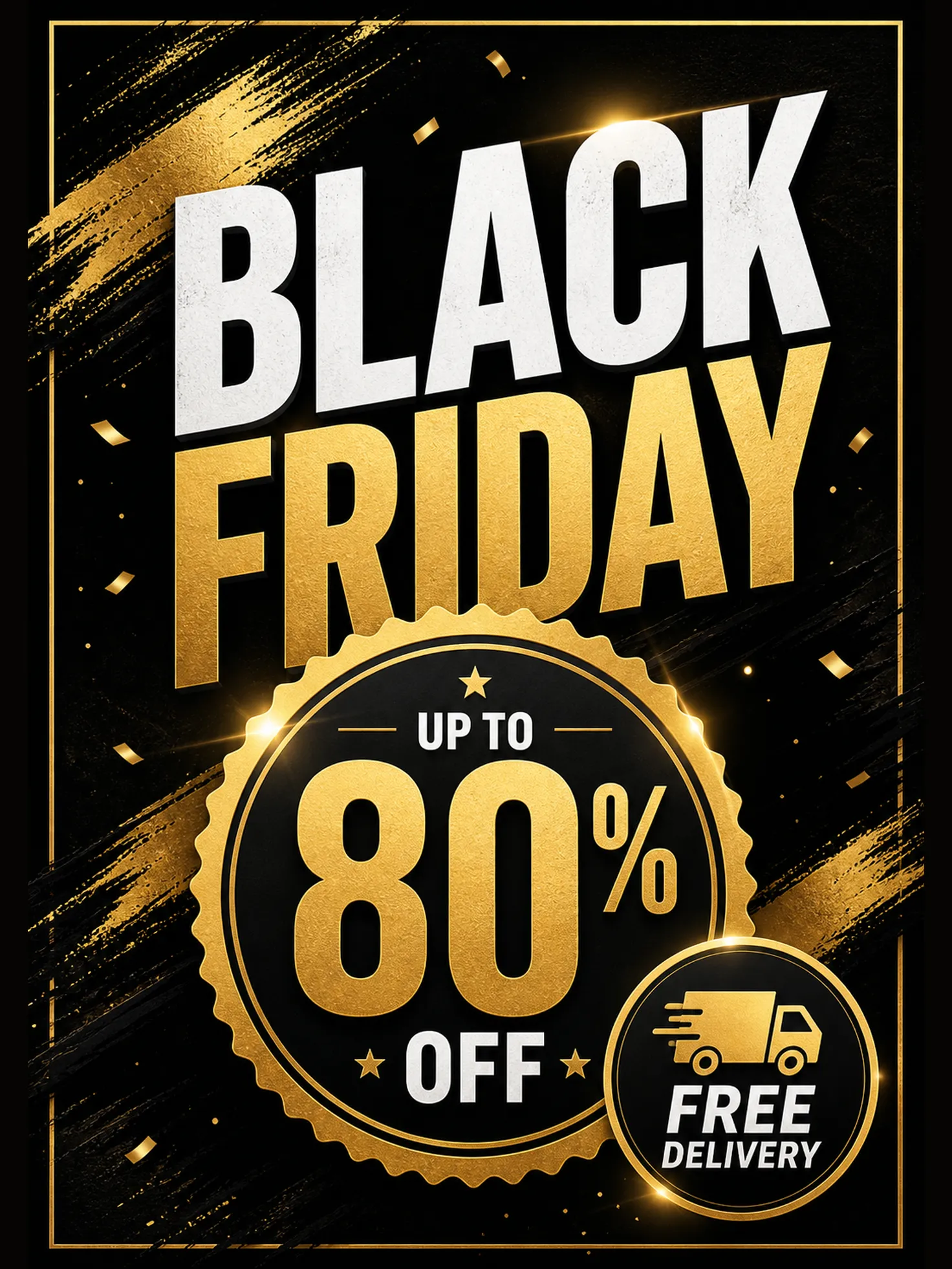 Black Friday Sale Poster with 80% Off and Free Delivery｜AI Image Generation Prompts