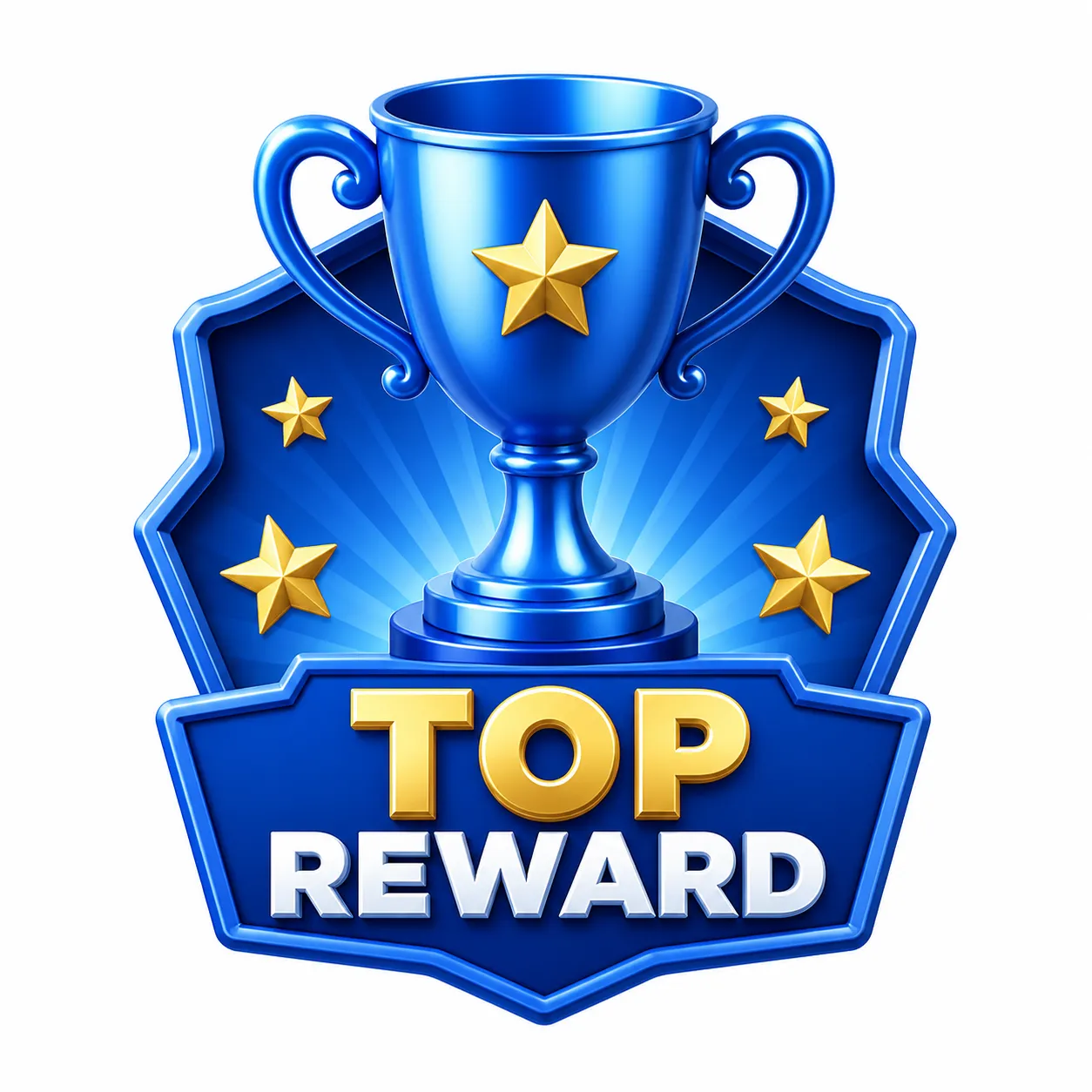 Blue Trophy Top Reward Badge With Gold Stars｜AI Image Generation Prompts