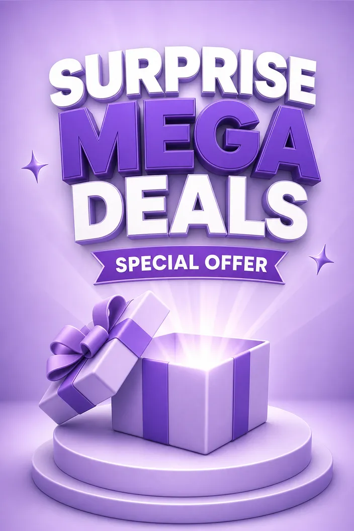 Surprise Mega Deals Special Offer Purple Gift Box｜AI Image Generation Prompts