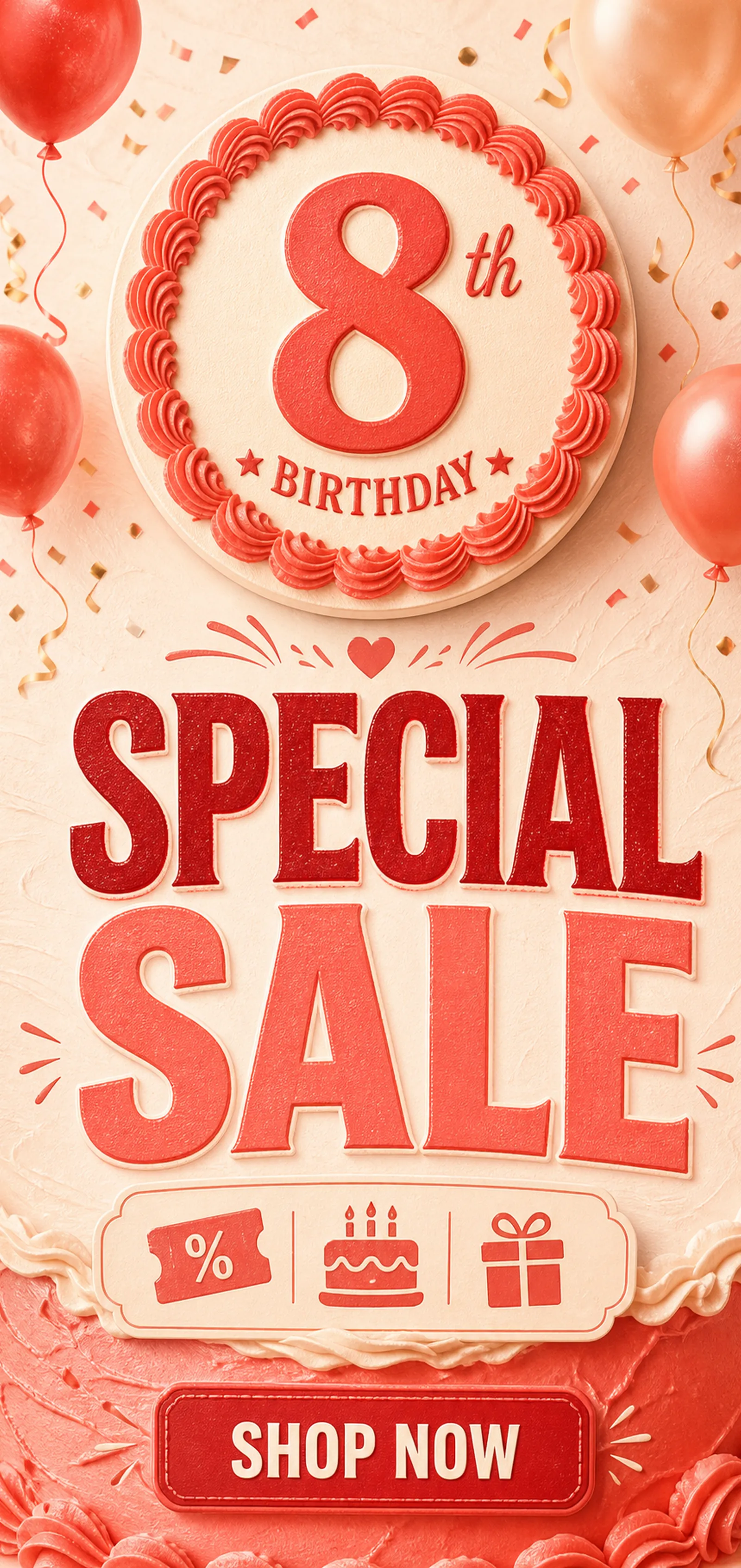 8th Birthday Special Sale Poster Design｜AI Image Generation Prompts