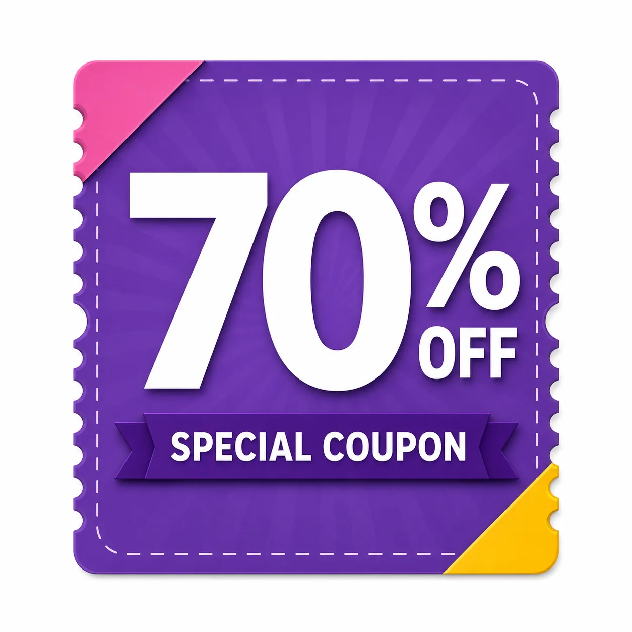 Purple 70% Off Special Coupon Badge｜AI Image Generation Prompts