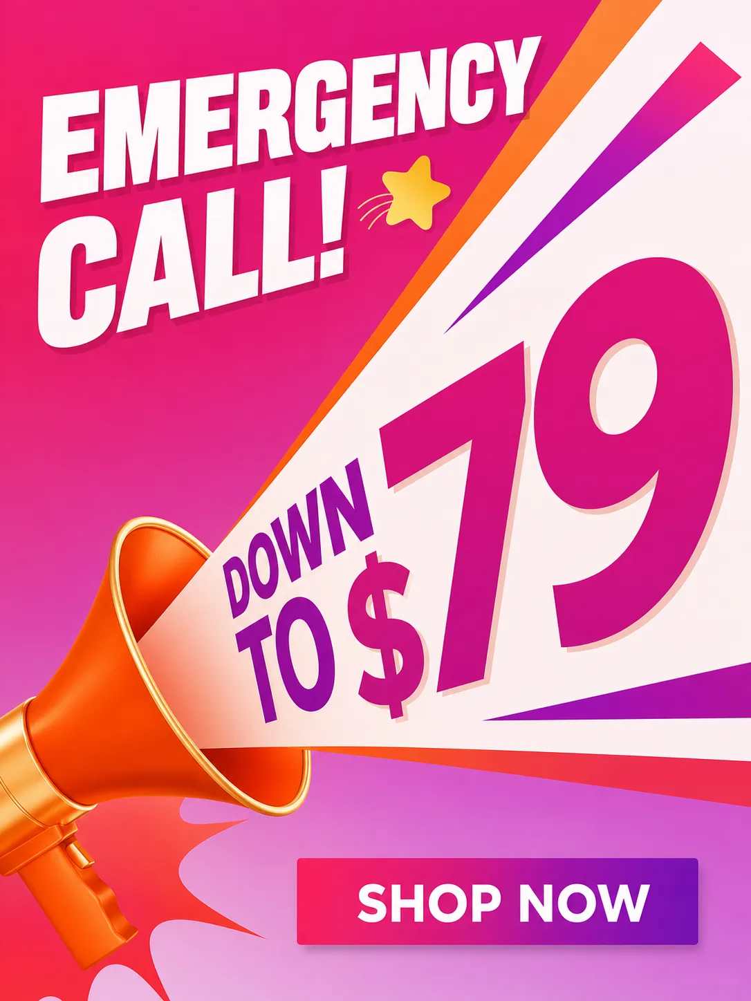 Emergency Call Sale Banner with Megaphone｜AI Image Generation Prompts