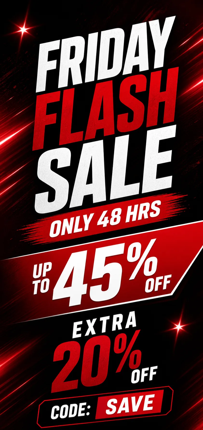 Friday Flash Sale 48 Hours 45 Percent Off Banner｜AI Image Generation Prompts