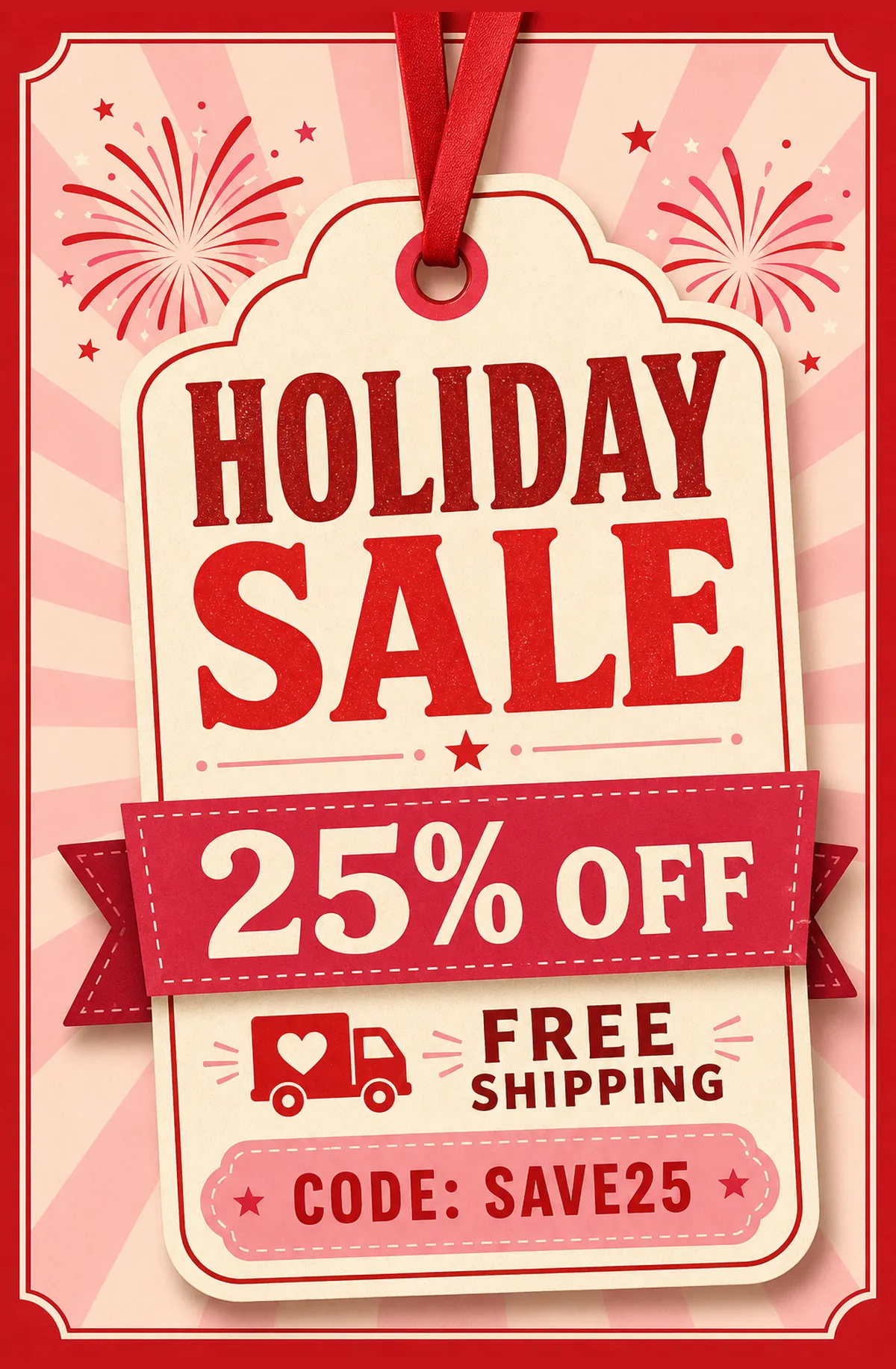 Holiday Sale Tag with 25% Off Discount｜AI Image Generation Prompts